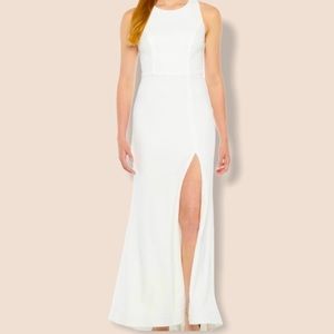 White Crystal Sleeveless Applique Fit&Flare Dress